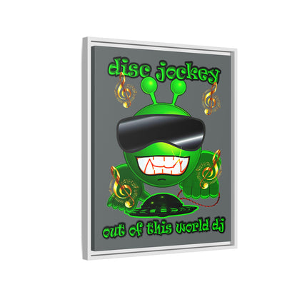 disc jockey - framed canvas art (dark grey)