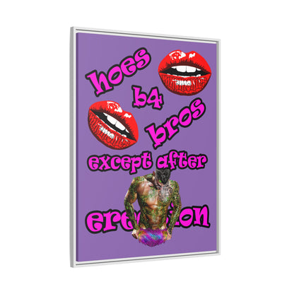 hoes b4 bros - framed canvas art (light purple)
