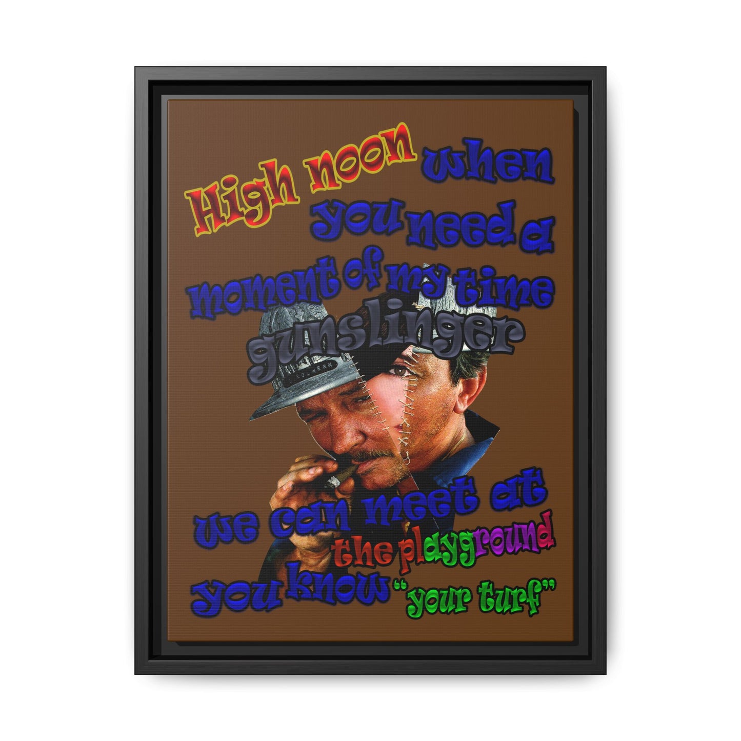 high noon - framed canvas art (brown)