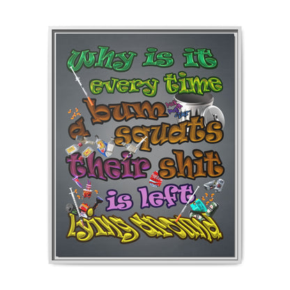 the bum's shit - framed canvas art (grey-light grey)
