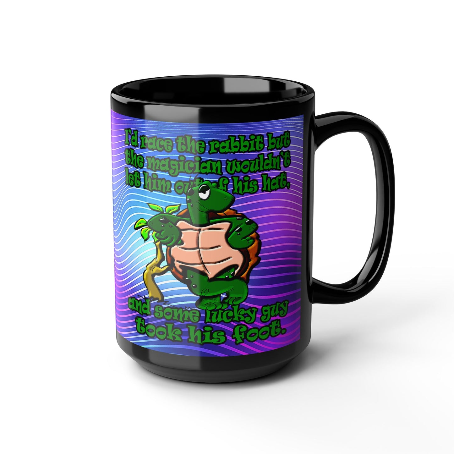 turtle race - Black Mug (purple wave)