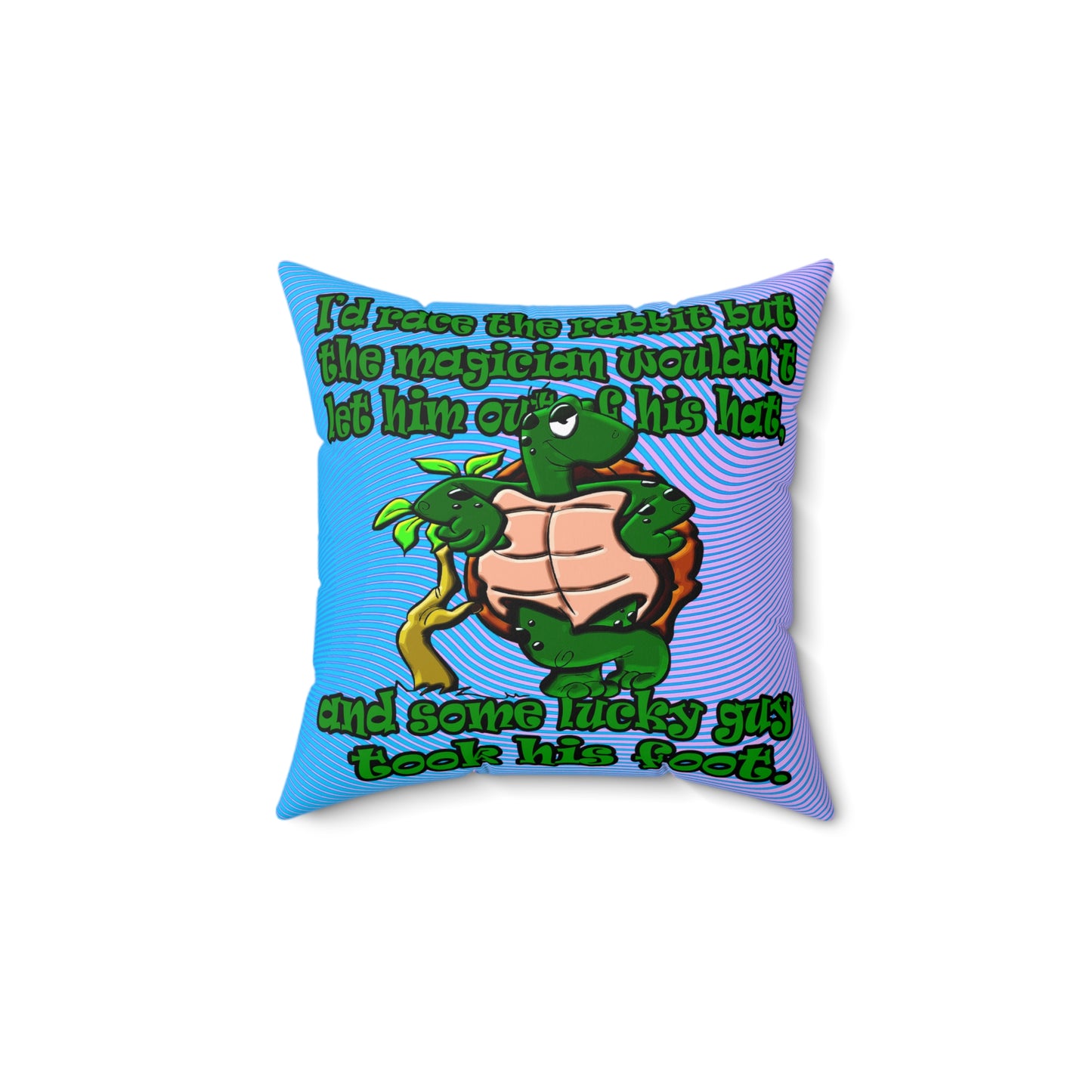 turtle race - Spun Polyester Square Pillow - (light blue-purple wave)