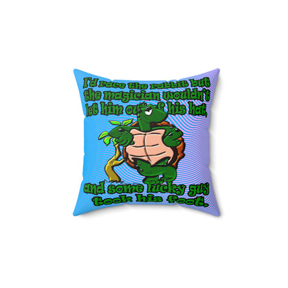 turtle race - Spun Polyester Square Pillow - (light blue-purple wave)