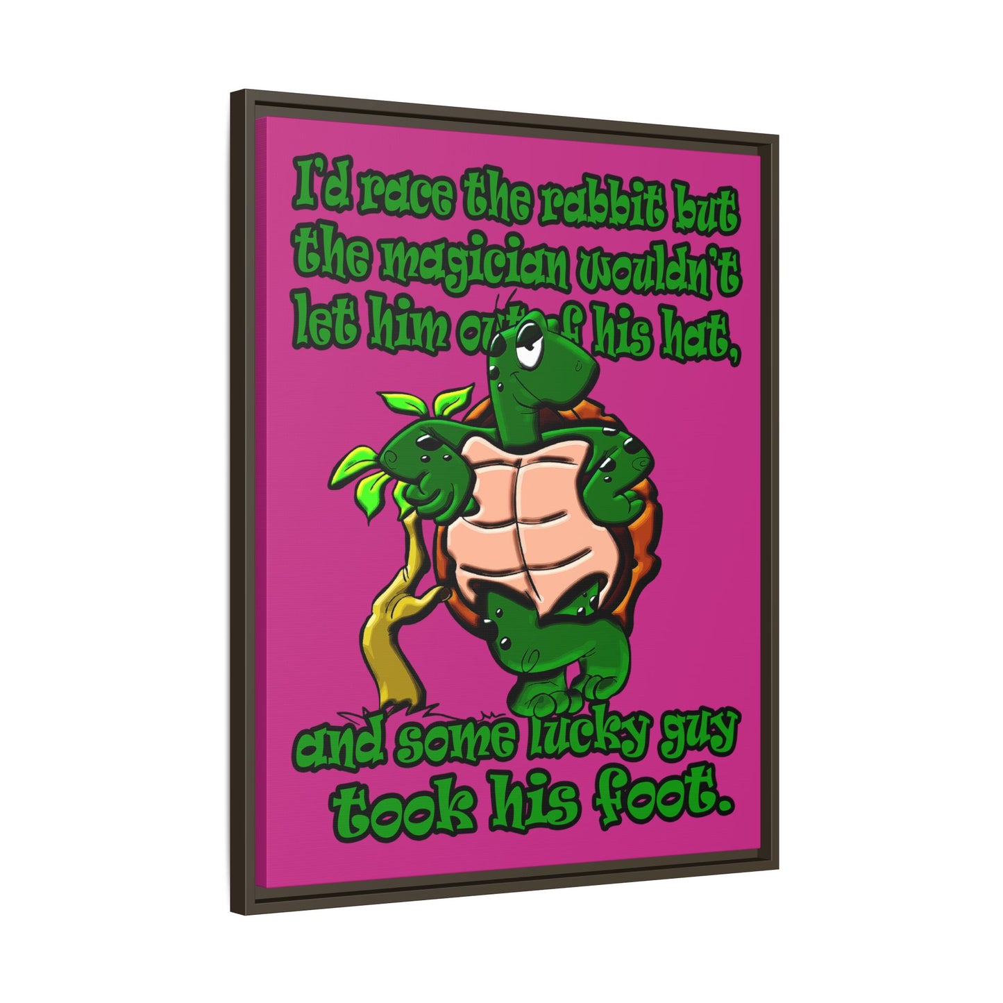 turtle race - framed canvas art (pink)
