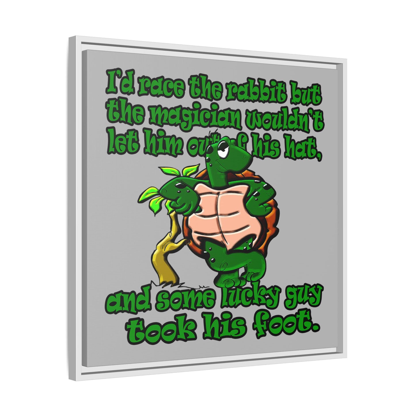 turtle race - framed canvas art (light grey)
