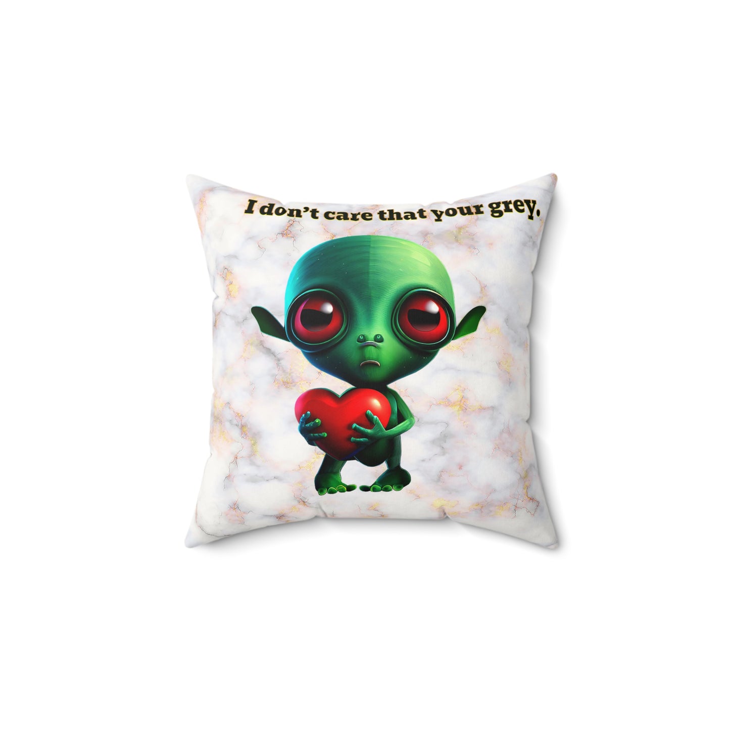 I don't care that your grey - Faux Suede Square Pillow - (white marble)
