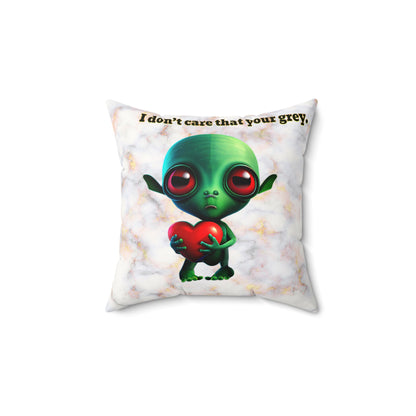 I don't care that your grey - Faux Suede Square Pillow - (white marble)