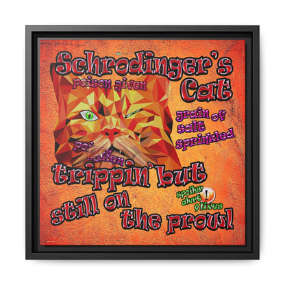 schrodinger's cat - framed canvas art (burnt orange)