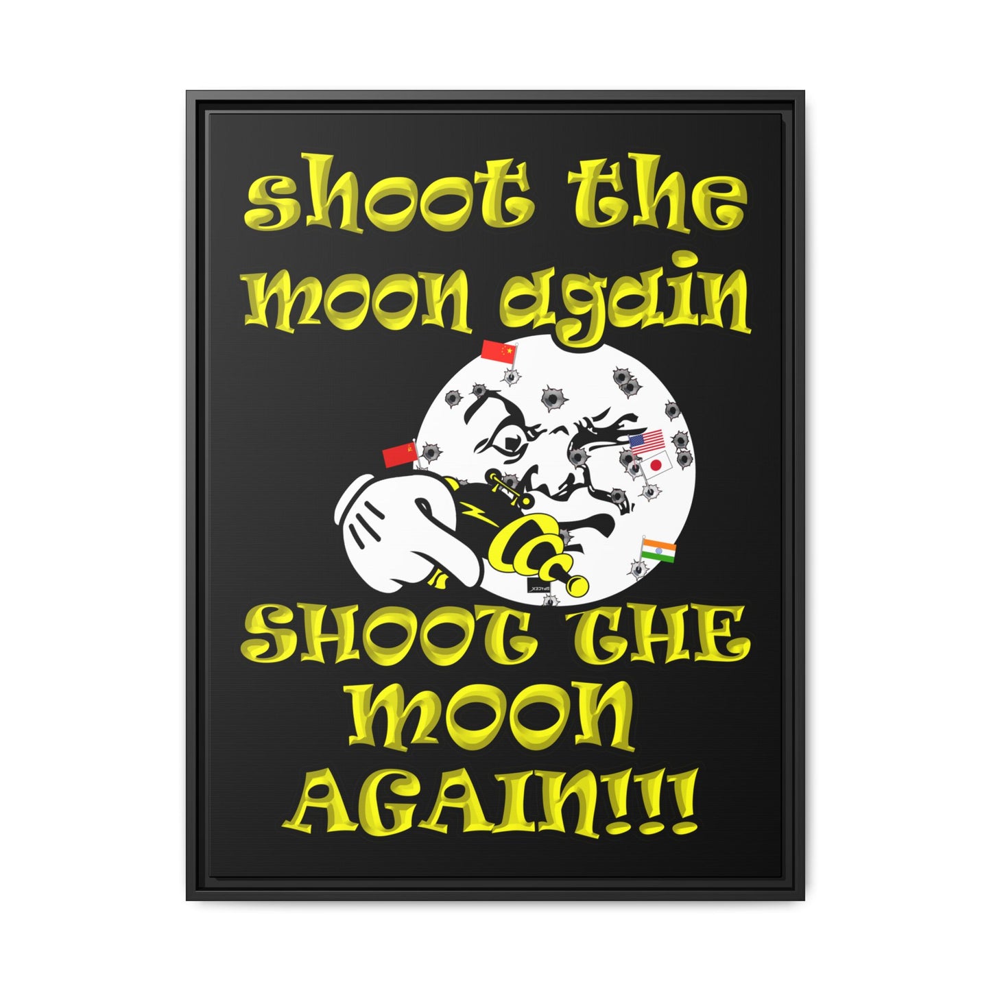 shoot the moon again - framed canvas art (black)