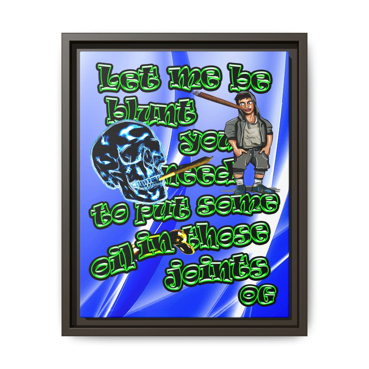 og - framed canvas art (blue-white wave)