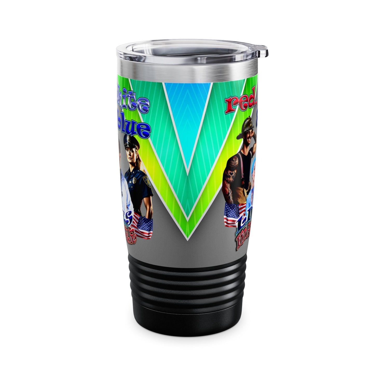 rw&b lives matter - Ringneck Tumbler, 20oz (rainbow split)