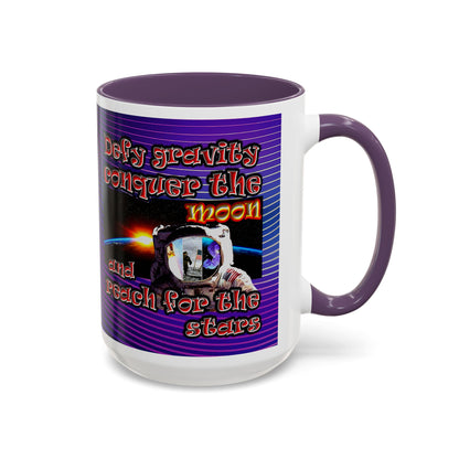 defy conquer reach - Accent Mug (purple wave)