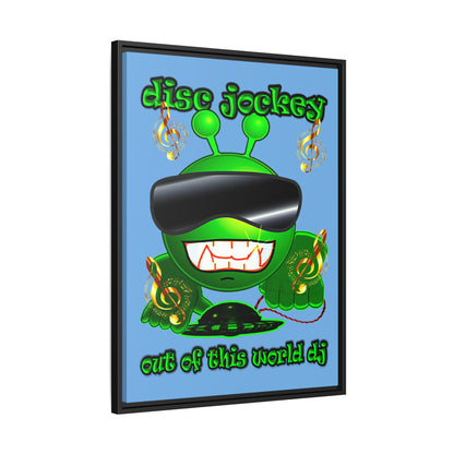disc jockey - framed canvas art (light blue)
