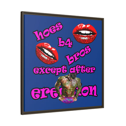 hoes b4 bros - framed canvas art (dark blue)