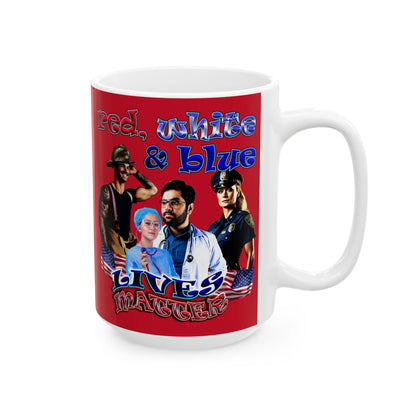 rw&b lives matter - White Mug (dark red)