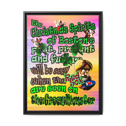 christmas spirits of boston - framed canvas art (color blur)
