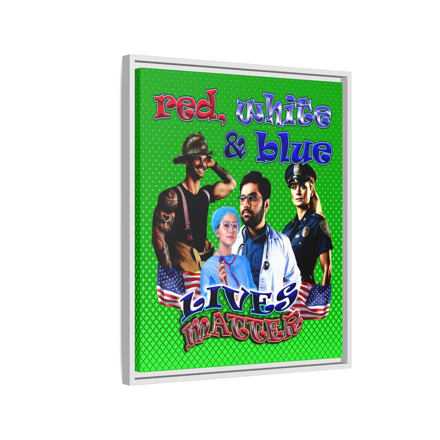 rw&b lives matter - framed canvas art (logo green)