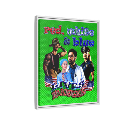 rw&b lives matter - framed canvas art (logo green)