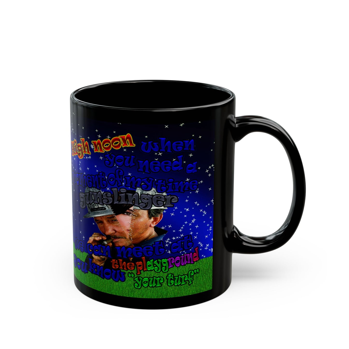 high noon - Black Mug ('snoops' background)