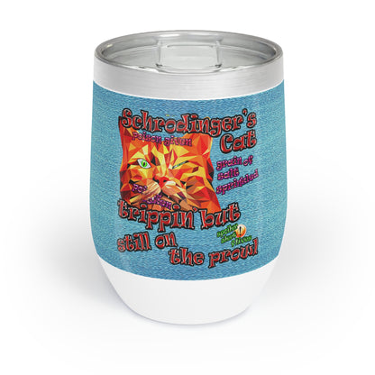 schrodinger's cat - Chill Wine Tumbler (faded blue)