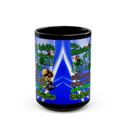 christmas spirits of boston - Black Mug (blue-white wave)