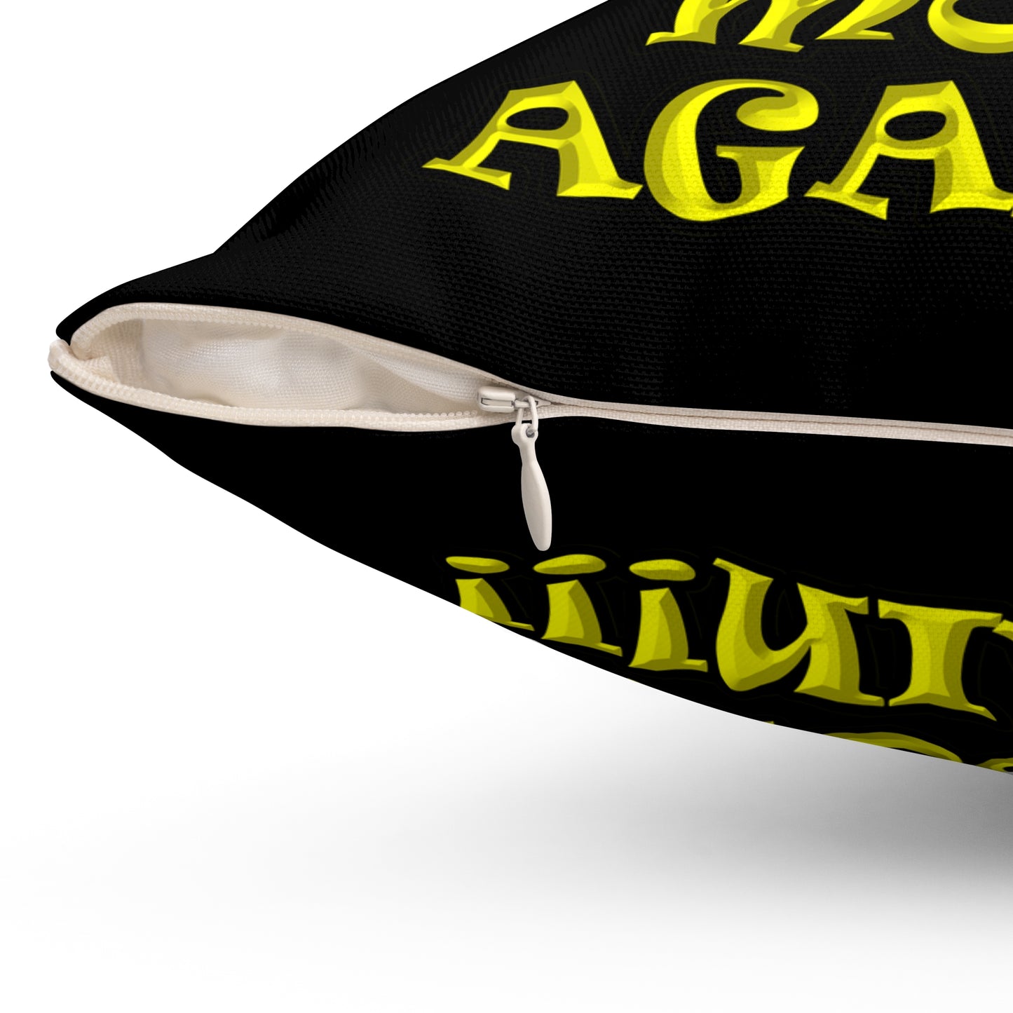 shoot the moon again - Spun Polyester Square Pillow - (black)