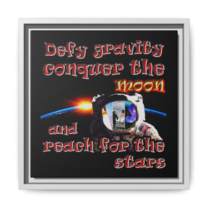 defy conquer reach - framed canvas art (black)