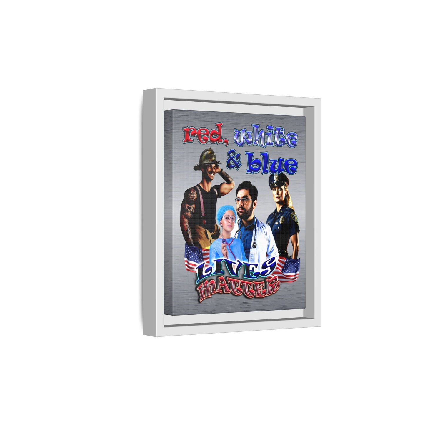 rw&b lives matter - framed canvas art (brushed nickel)