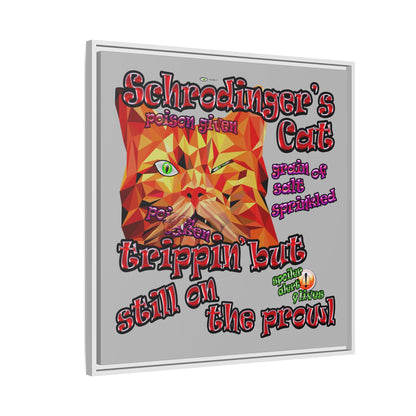 schrodinger's cat - framed canvas art (light grey)
