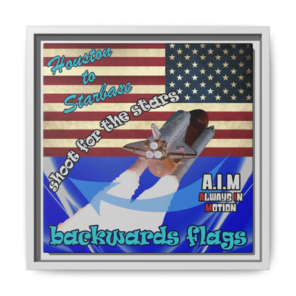 shoot for the stars - framed canvas art (blue-white wave)
