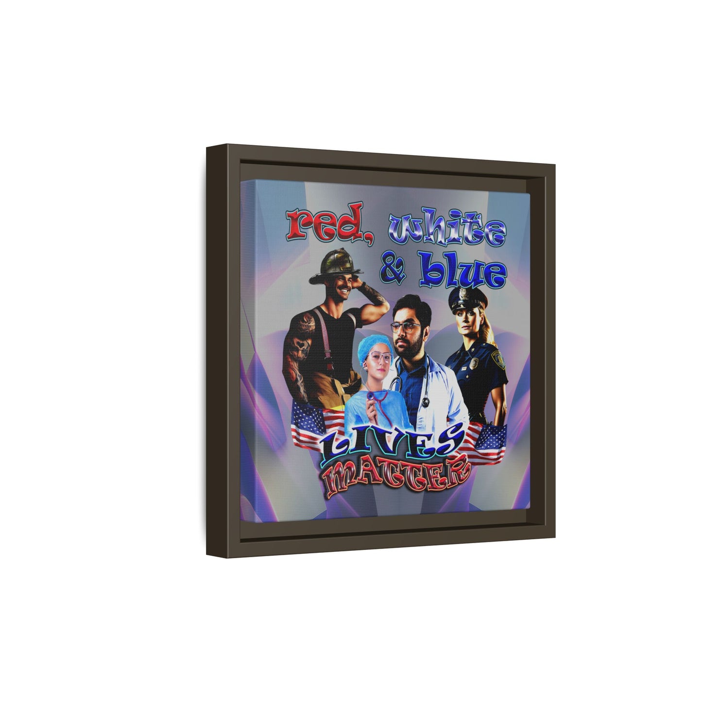 rw&b lives matter - framed canvas art (grey-pink wave)