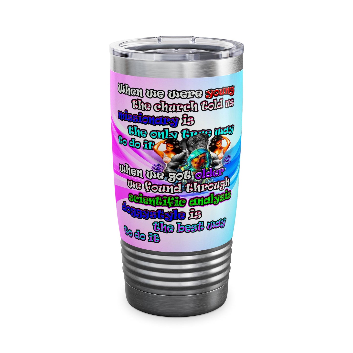 doggystyle - Ringneck Tumbler, 20oz (light blue-pink wave)