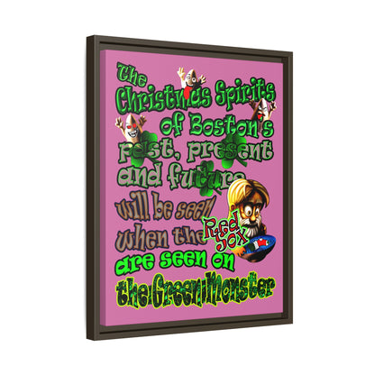 christmas spirits of boston - framed canvas art (light pink)
