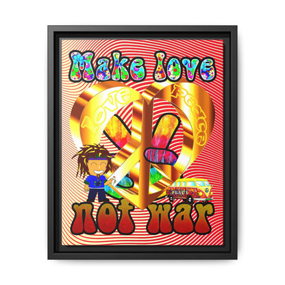 love peace - framed canvas art (yellow-orange wave)