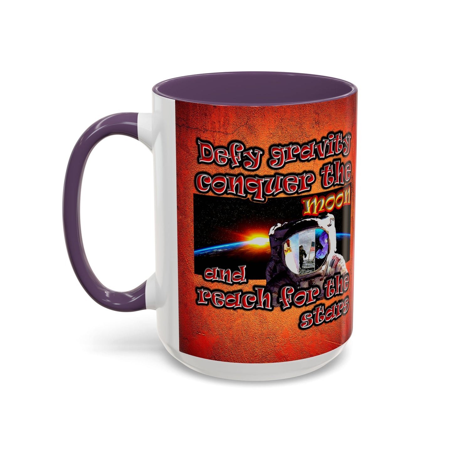 defy conquer reach - Accent Mug (burnt orange)