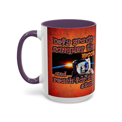 defy conquer reach - Accent Mug (burnt orange)