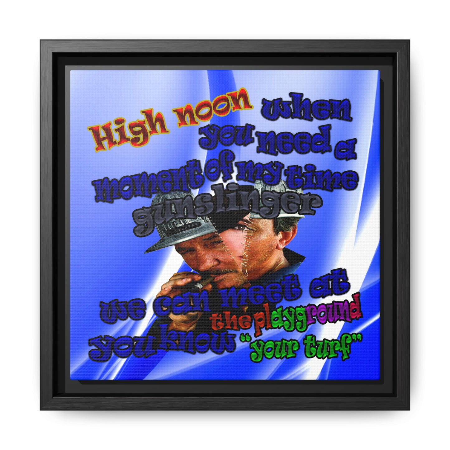 high noon - framed canvas art (blue-white wave)