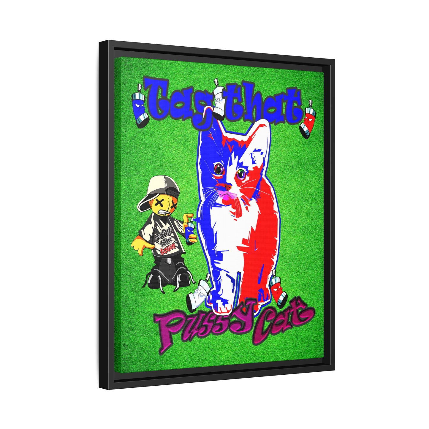 tag that - framed canvas art (green turf)