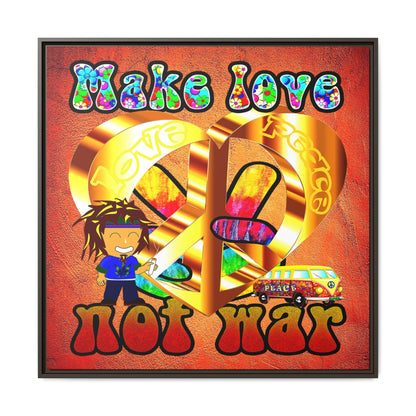love peace - framed canvas art (burnt orange)