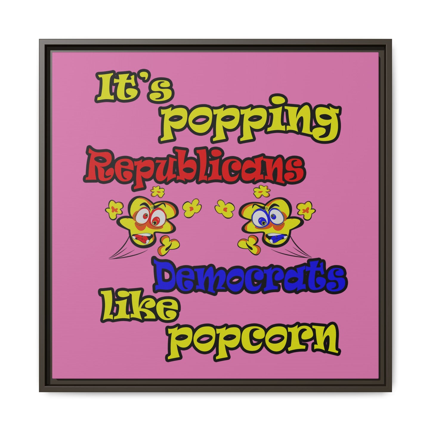 popping like popcorn - framed canvas art (light pink)