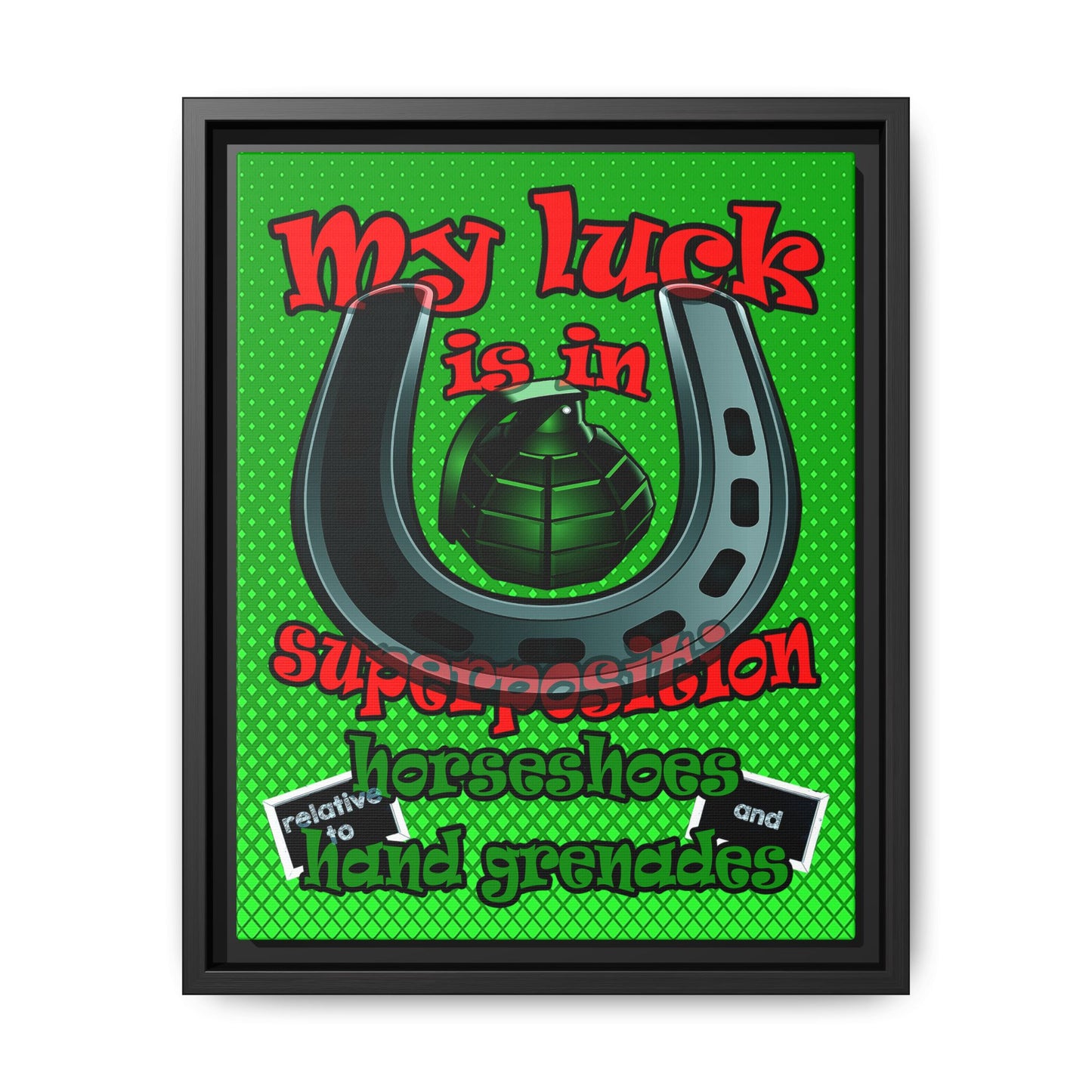 my luck - framed canvas art (logo green)