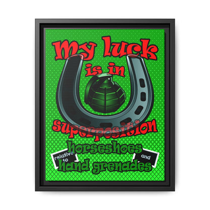 my luck - framed canvas art (logo green)