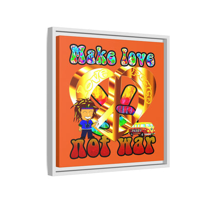 love peace - framed canvas art (orange)