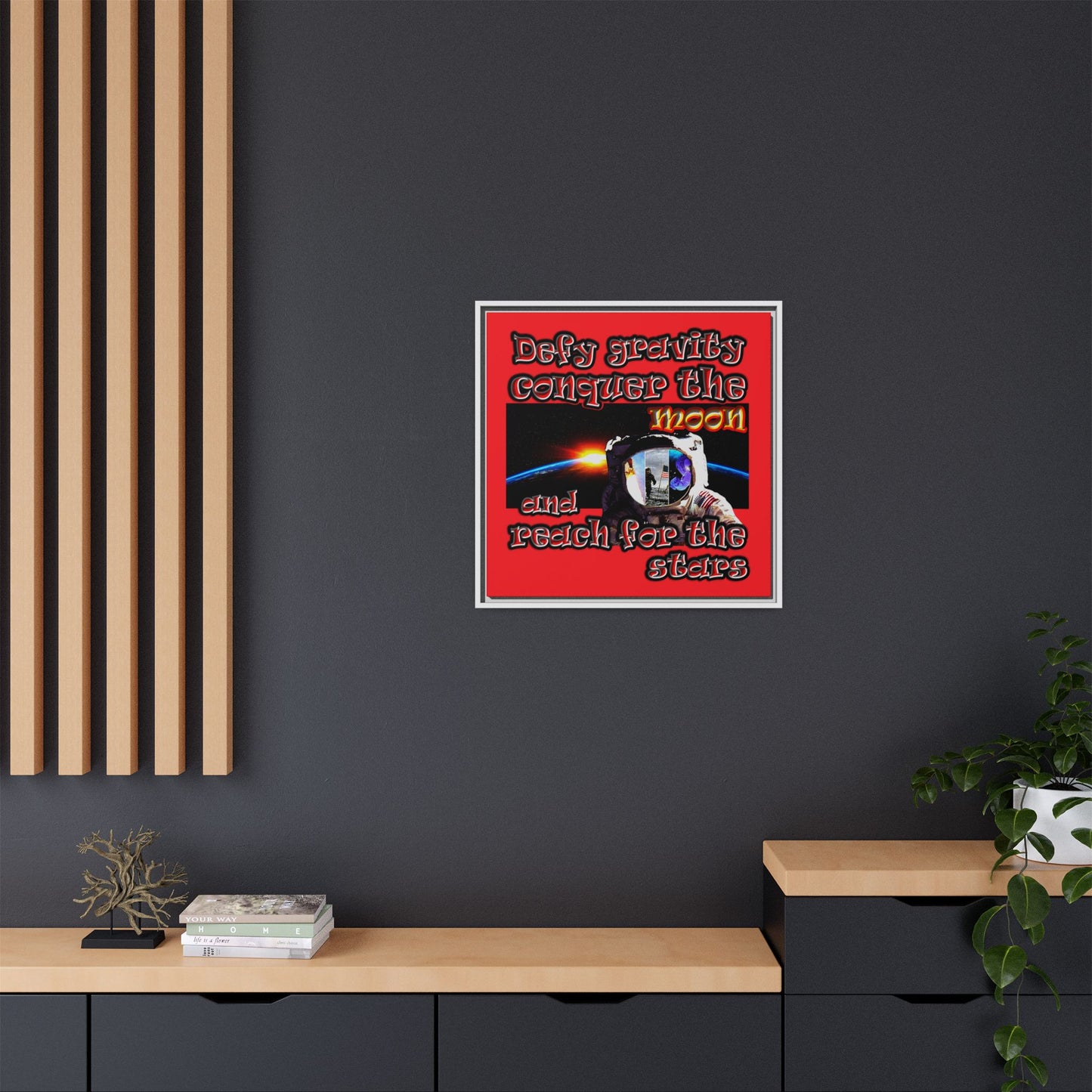 defy conquer reach - framed canvas art (red)