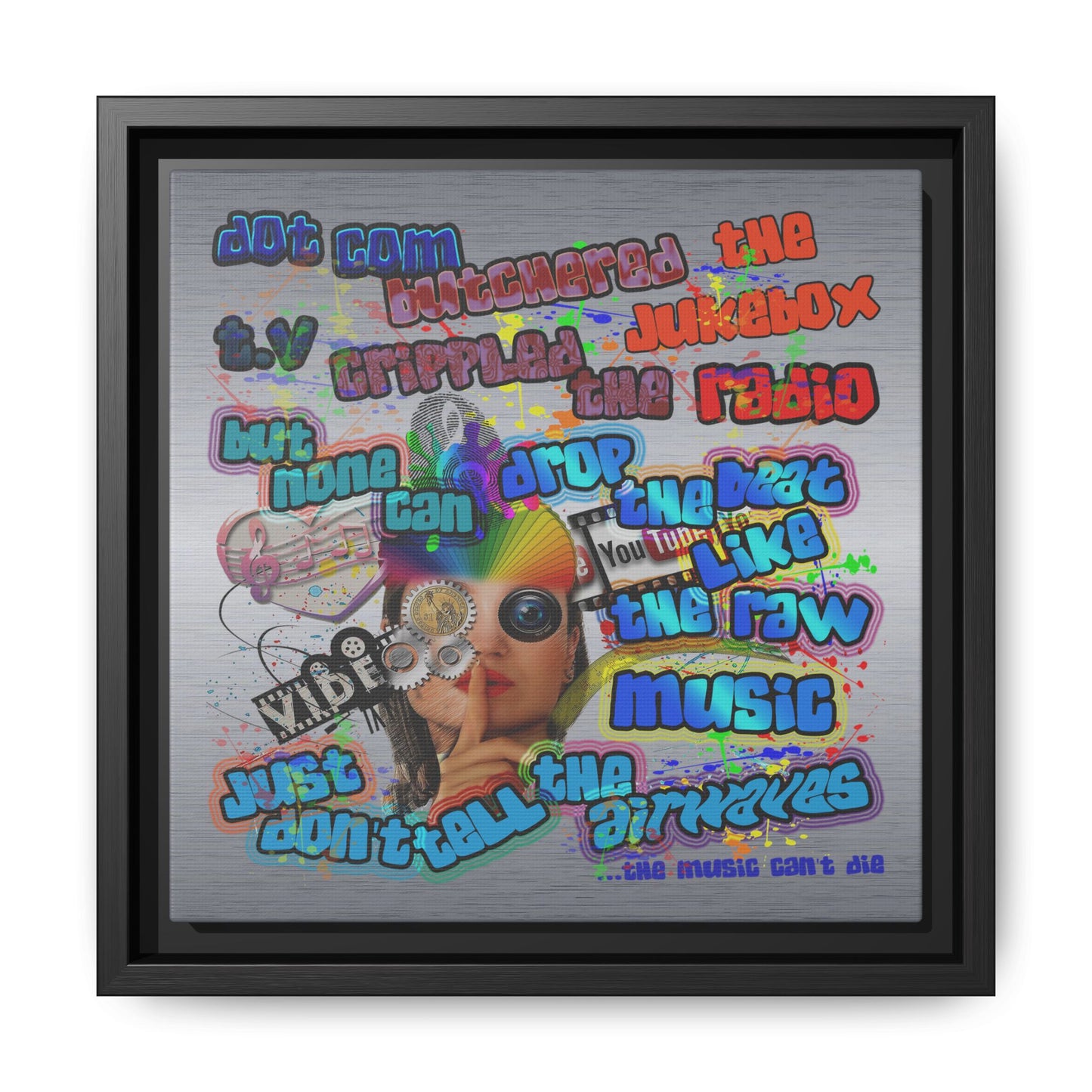 drop the beat - framed canvas art (brushed nickel)