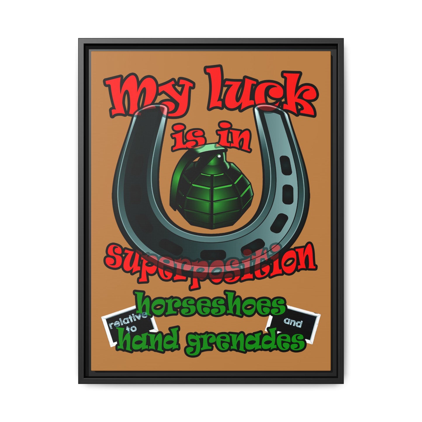 my luck - framed canvas art (light brown)