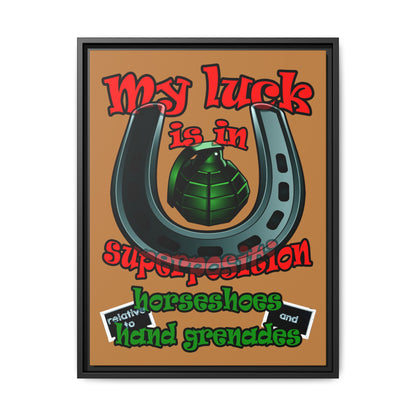 my luck - framed canvas art (light brown)