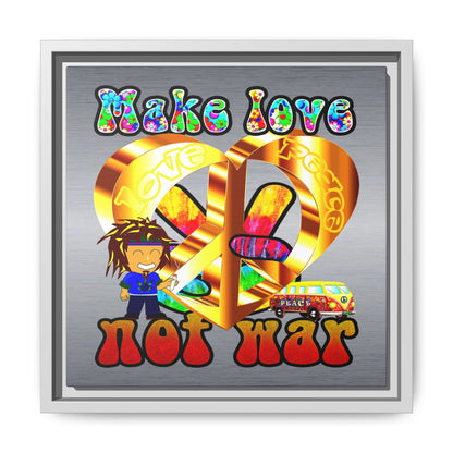 love peace - framed canvas art (brushed nickel)