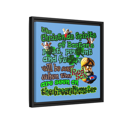 christmas spirits of boston - framed canvas art (light blue)
