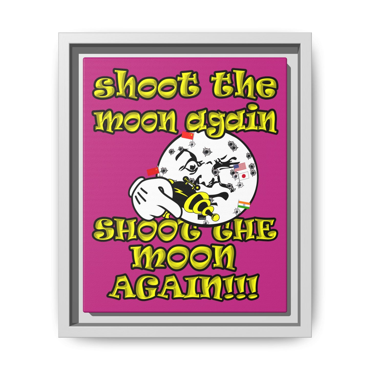 shoot the moon again - framed canvas art (pink)